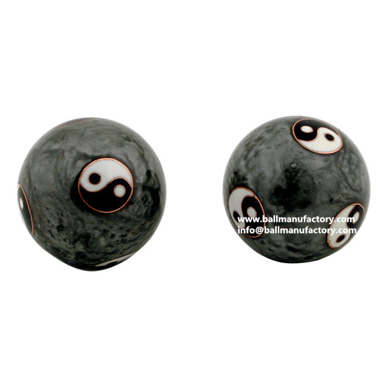 Baoding chiming balls Yin-Yang gray color