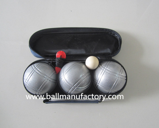 Metal petanque ball in gray color ,outdoor game