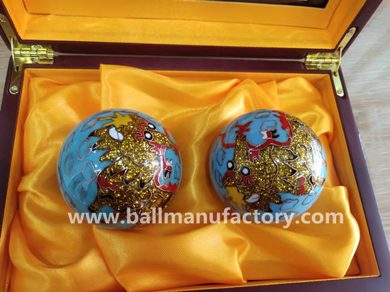 Cloisonne Chinese health baoding ball with Qilin