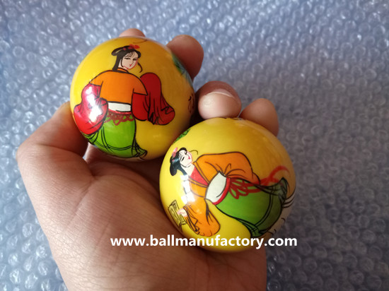 Hand painting ball with ancient beautiful lady