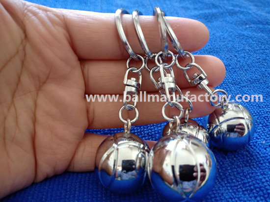 chrome plating metal silver  ball  keyring Gift