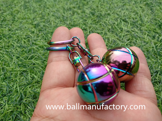 Colored Metal petanque boules ball with keyring