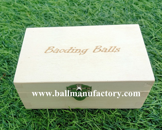 supply metal health ball with custom wooden box